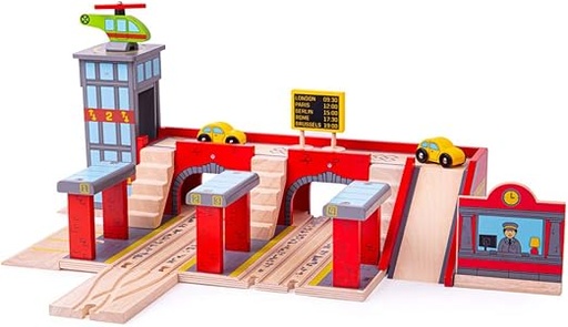 [TOY043] Circuit avec gare centrale en bois 